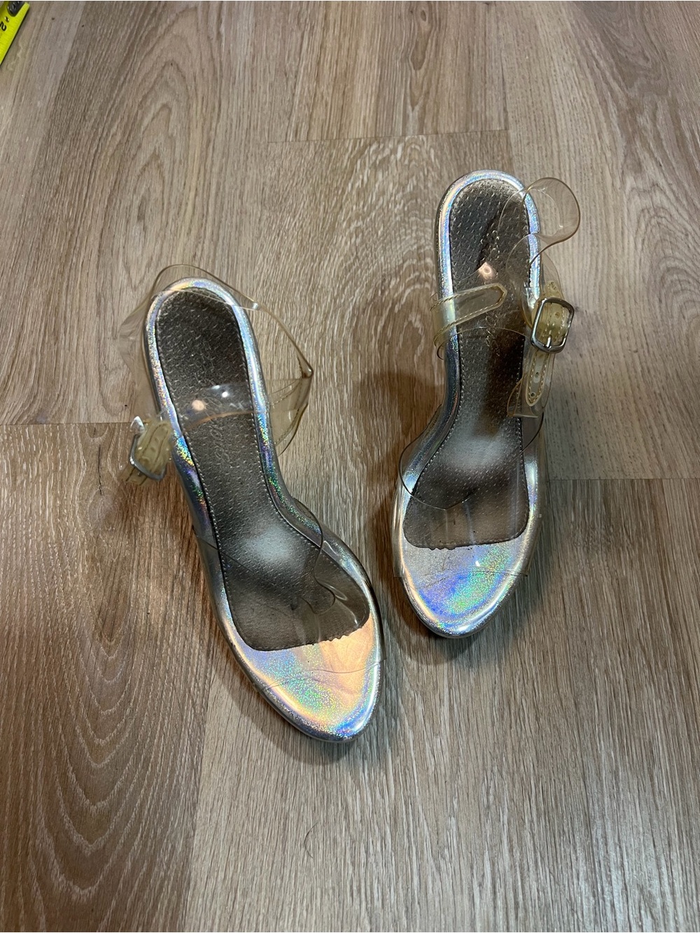 Iridescent Clear Strap Women's Heels